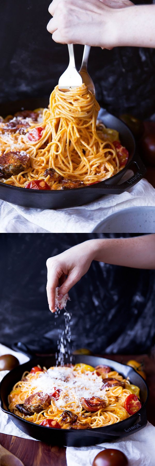 Spaghetti with White Wine & Roasted Tomato Cream Sauce