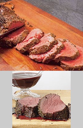 Spice-Rubbed Roast Beef Tenderloin with Red Wine Sauce