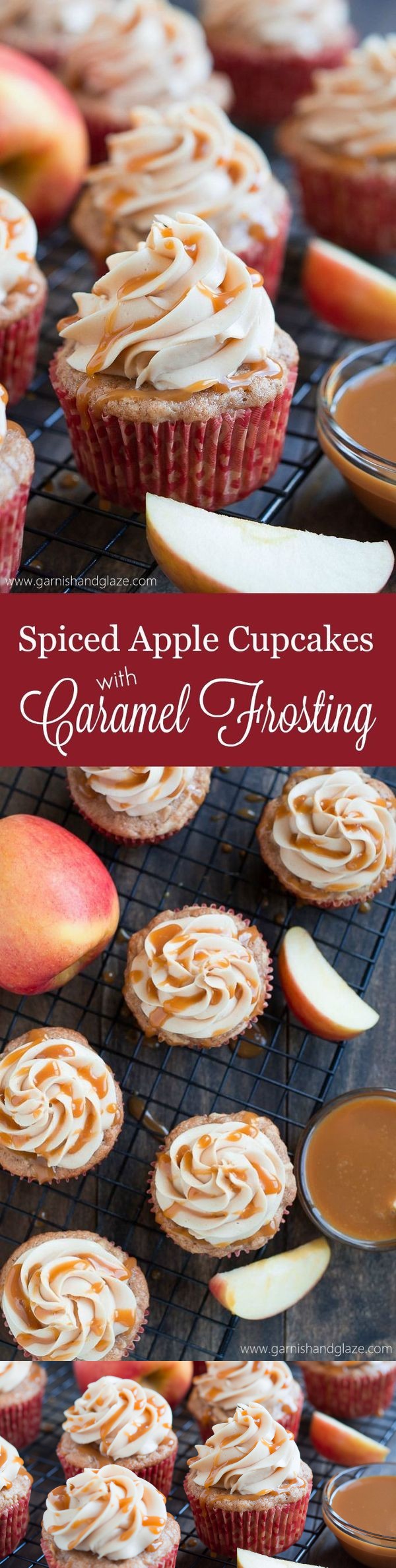 Spiced Apple Cupcakes with Caramel Frosting