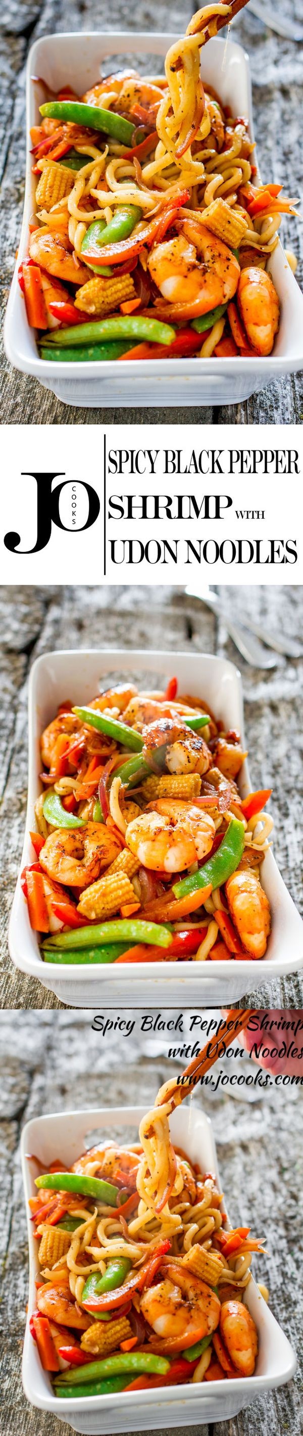 Spicy Black Pepper Shrimp with Udon Noodles