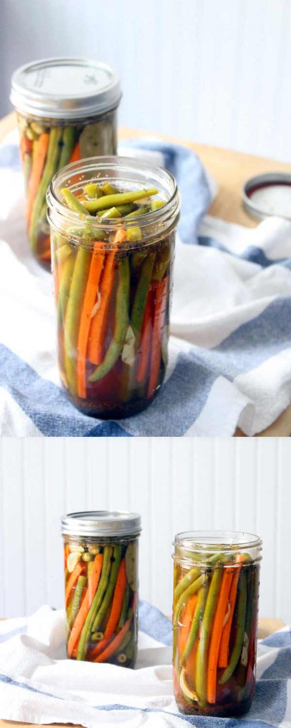 Spicy Cajun Pickled Green Beans and Carrots