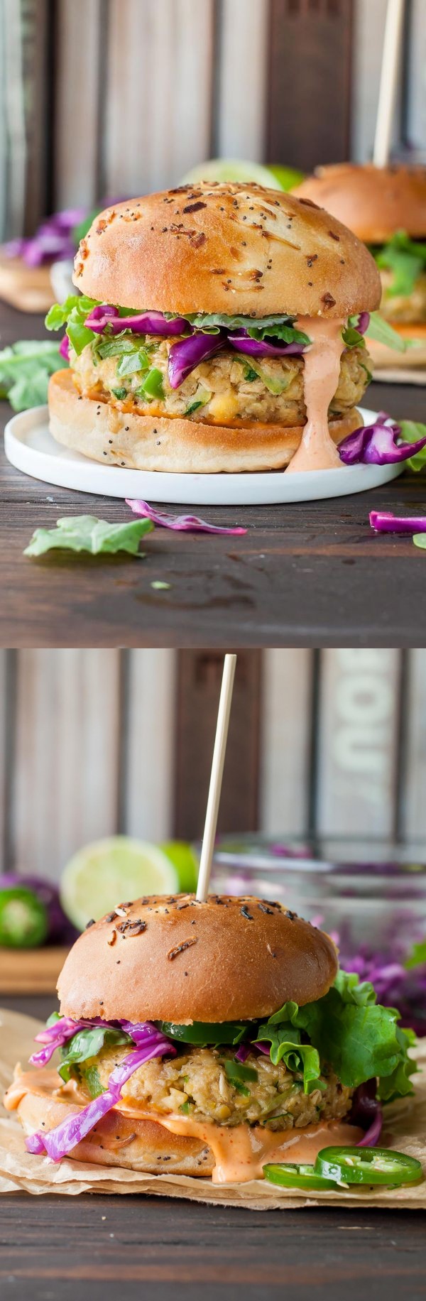 Spicy Chickpea Veggie Burgers with Jalapeño and Zucchini