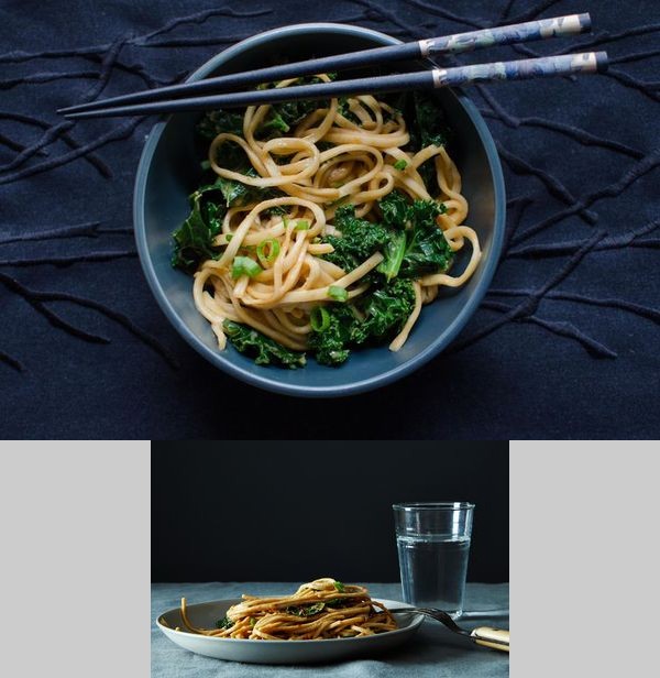 Spicy, Peanutty Udon with Kale