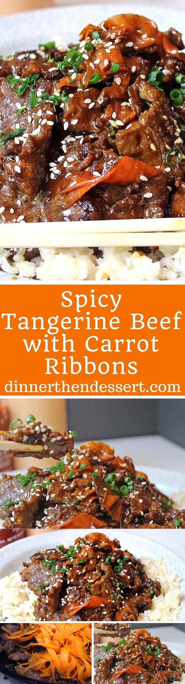 Spicy Tangerine Beef with Carrot Ribbons