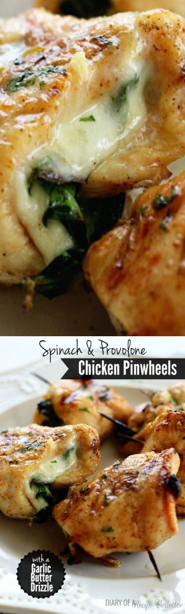 Spinach & Provolone Chicken Pinwheels