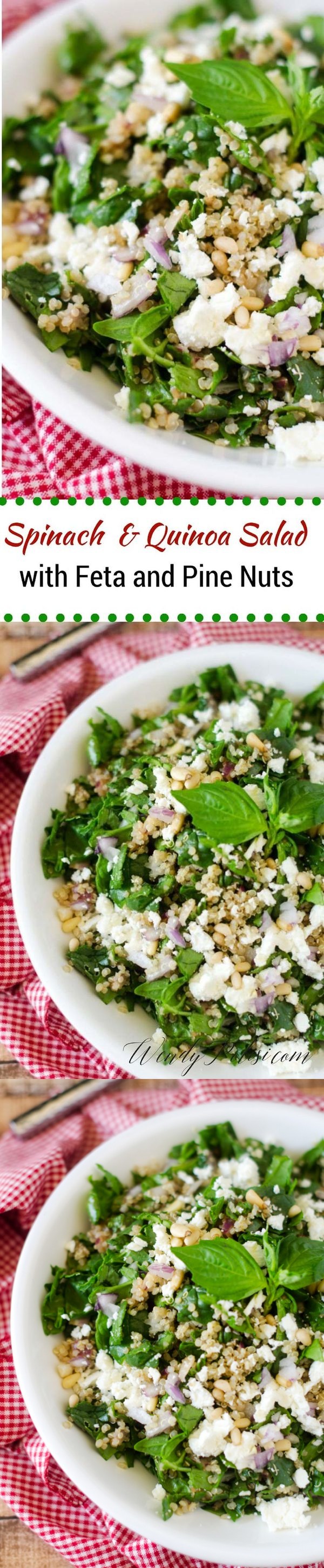 Spinach & Quinoa Salad with Feta and Pine Nuts