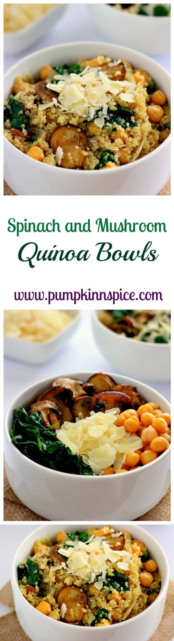 Spinach and Mushroom Quinoa Bowls