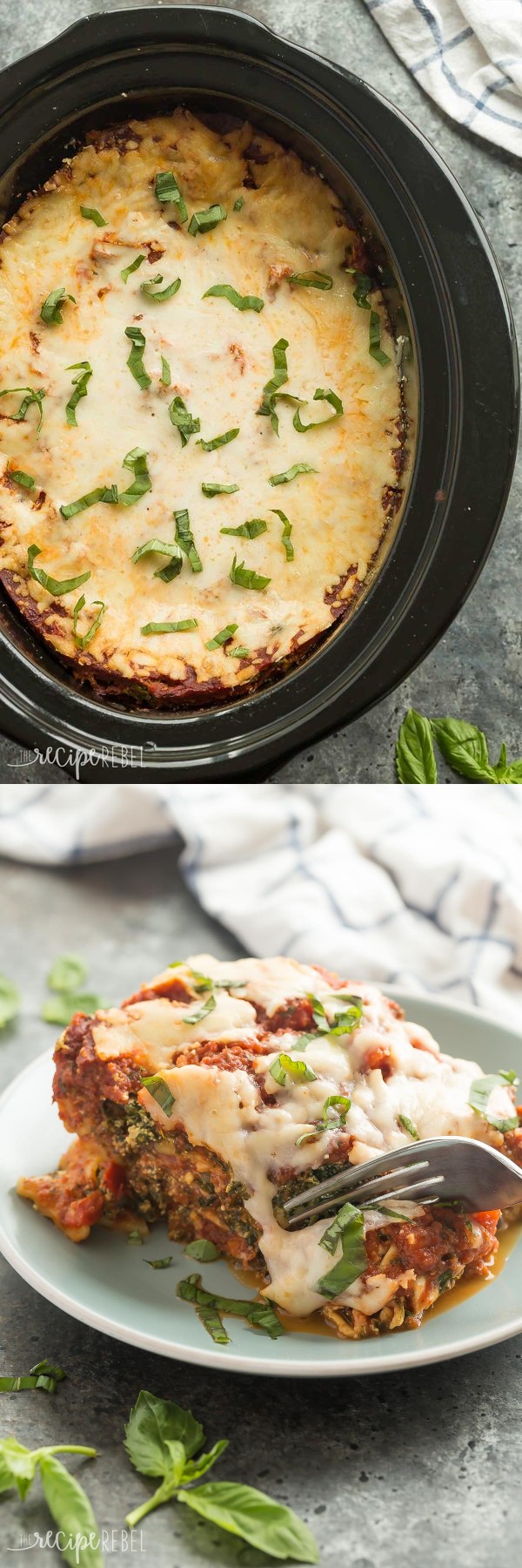 Spinach Ricotta Slow Cooker Lasagna