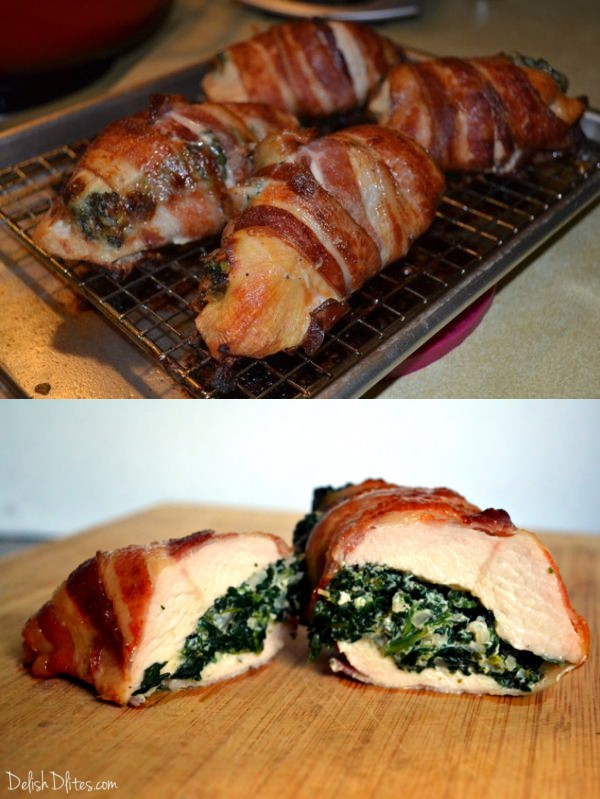 Spinach Stuffed Bacon Wrapped Chicken Breasts