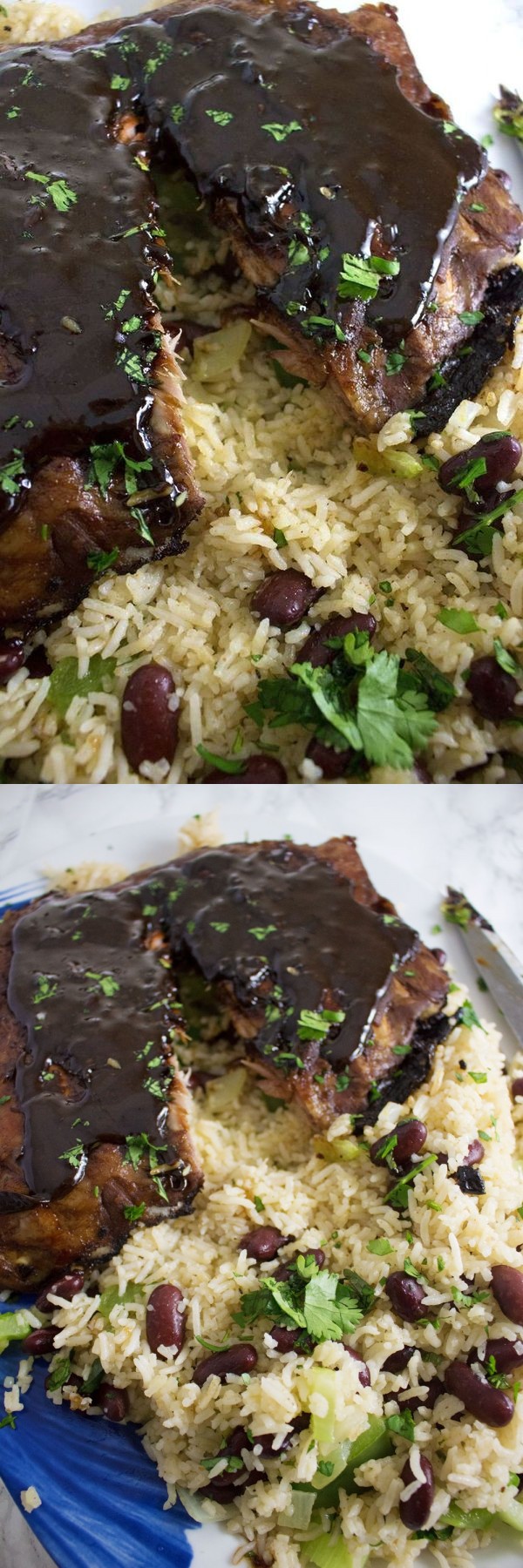 Sticky Oven Baked Cajun Ribs with Rice Pilaf