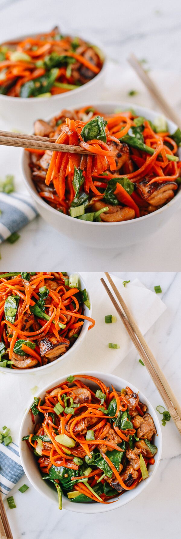 Stir-fried Carrot Noodles with Chicken