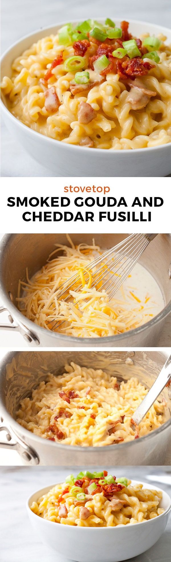 Stovetop Smoked Gouda and Cheddar Fusilli