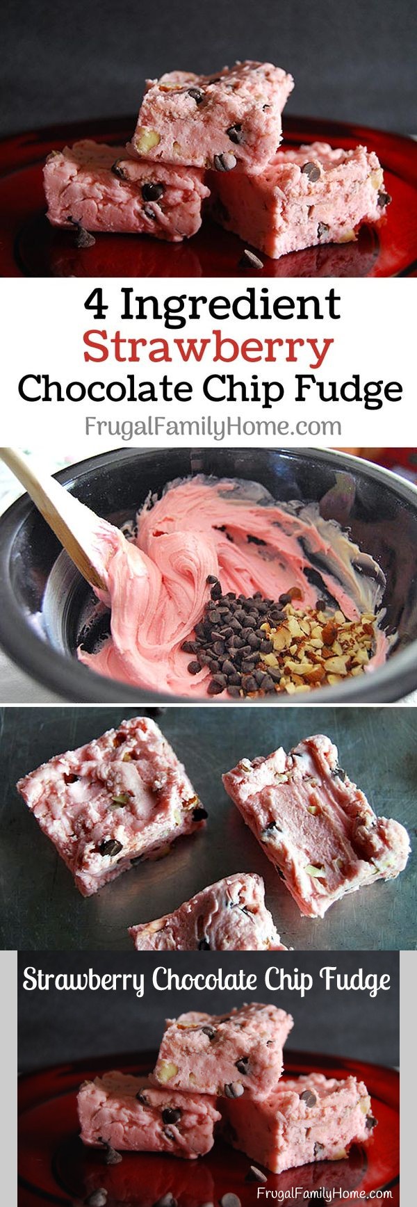 Strawberry Almond Chocolate Chip Fudge