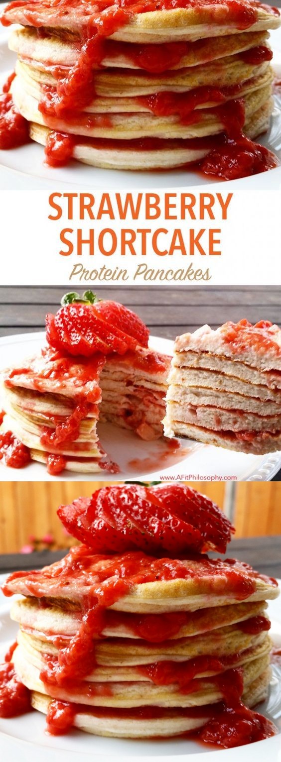 Strawberry Shortcake Protein Pancakes