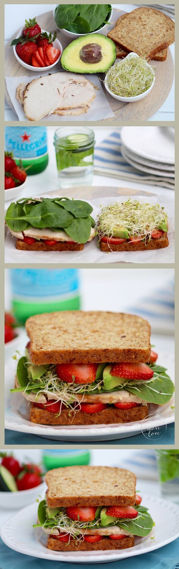 Strawberry, spinach & turkey sandwich