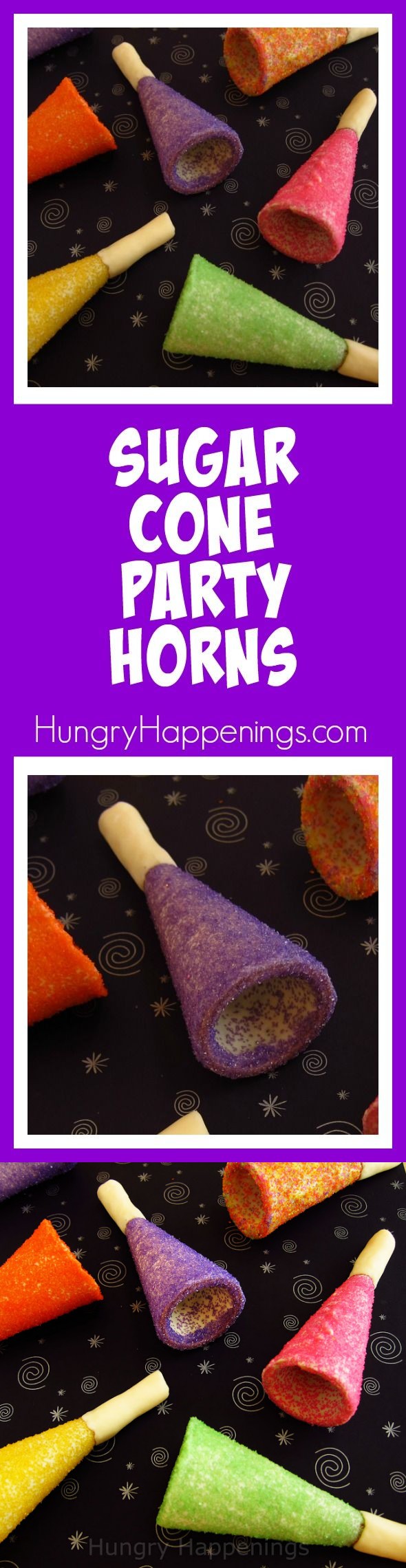 Sugar Cone Party Horns - Toot your own edible horn this New Year's eve