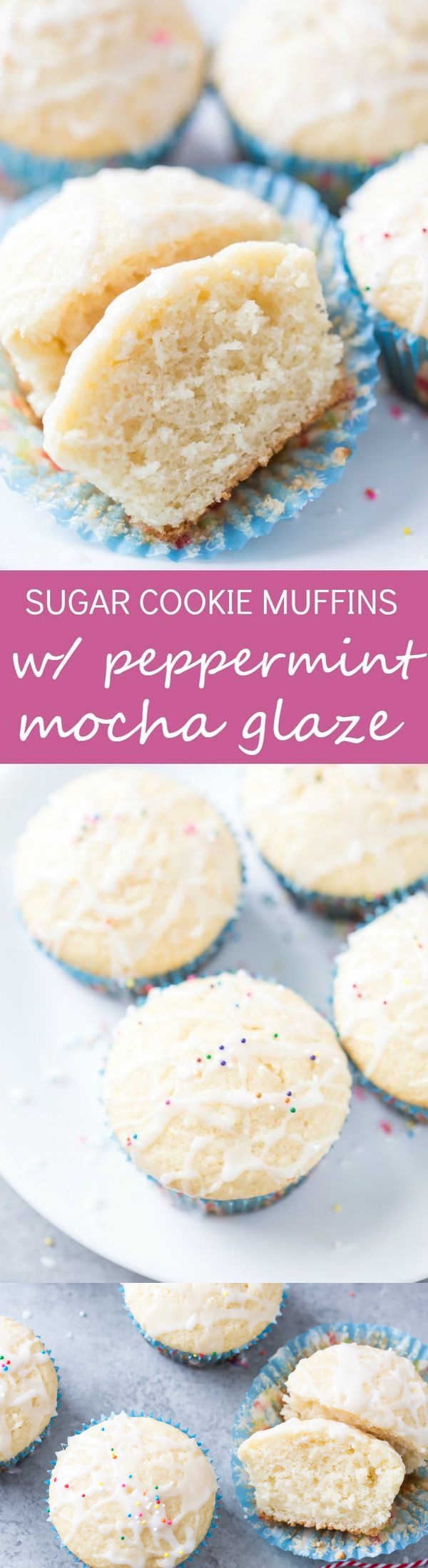 Sugar Cookie Muffins with Peppermint Mocha Glaze