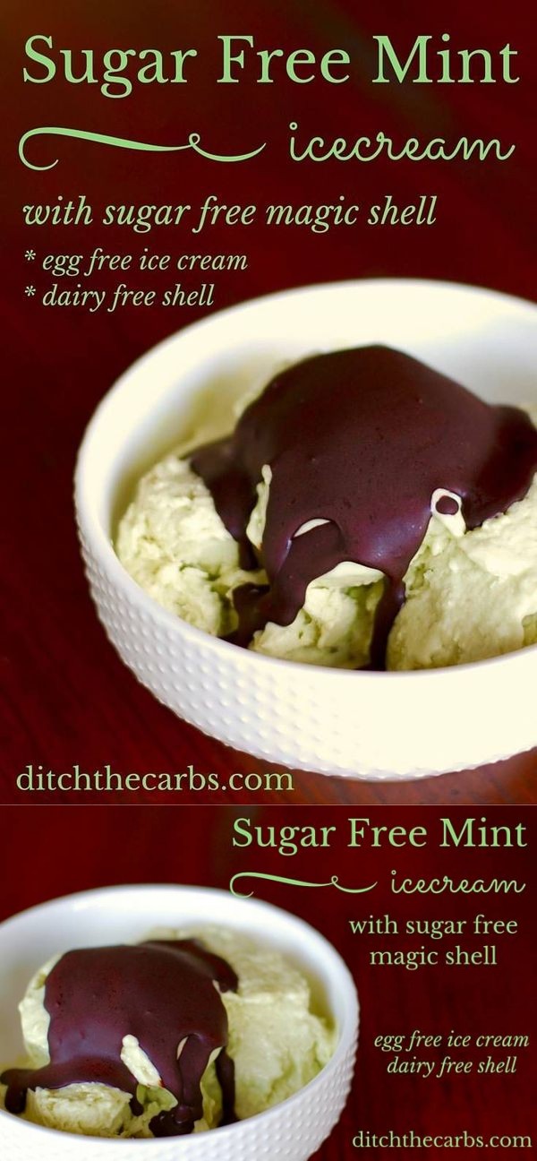 Sugar Free Mint Ice Cream With Sugar Free Magic Shell