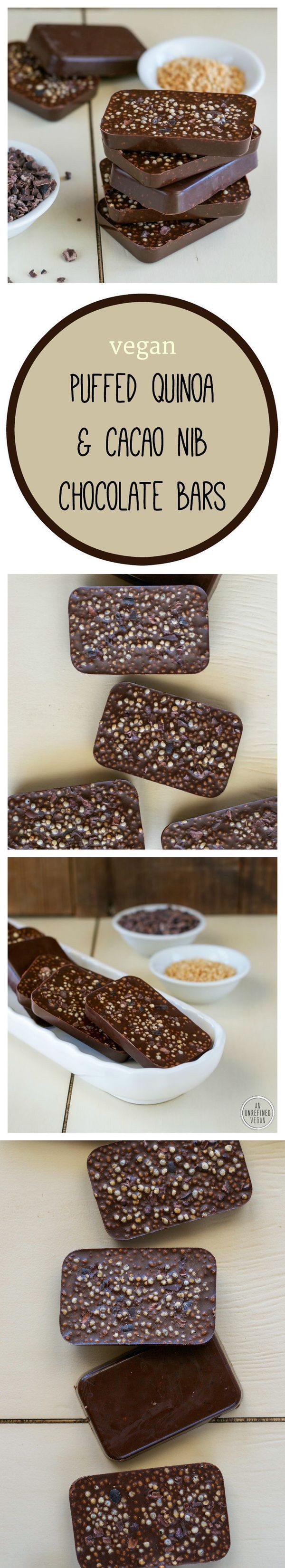 Sugar-free Puffed Quinoa & Cacao Nib Chocolate Bars