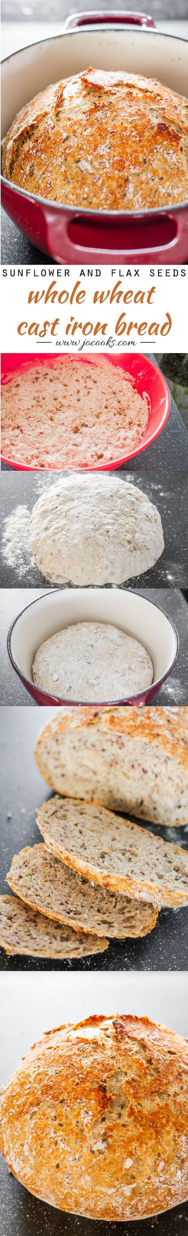 Sunflower and Flax Seeds Whole Wheat Cast Iron Bread