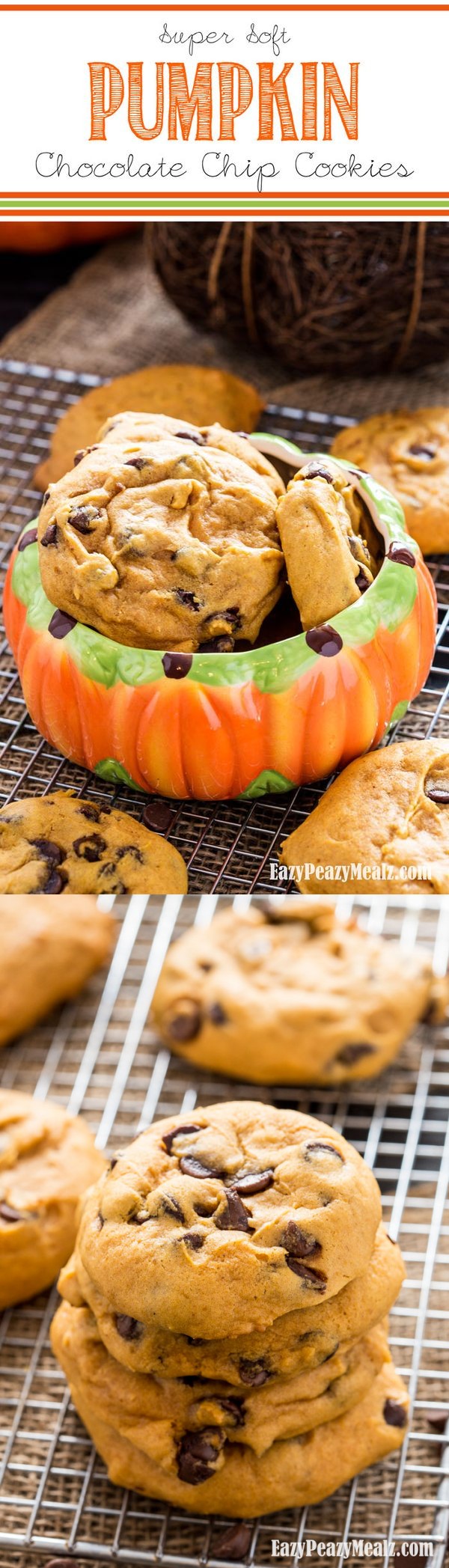 Super Soft Pumpkin Chocolate Chip Cookies