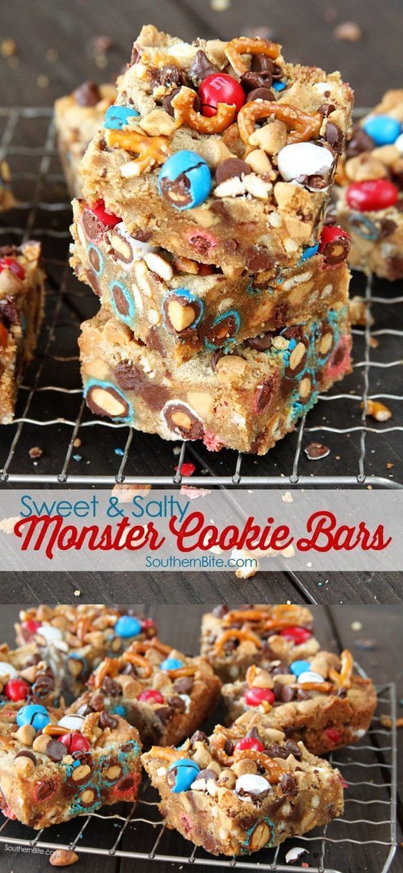 Sweet & Salty Monster Cookie Bars