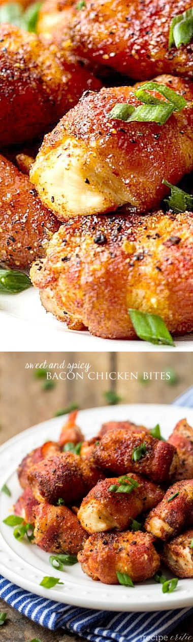 Sweet and Spicy Bacon Chicken Bites