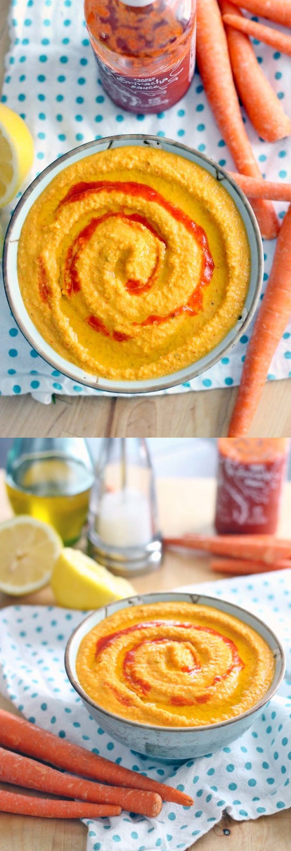 Sweet and Spicy Sriracha and Carrot Hummus