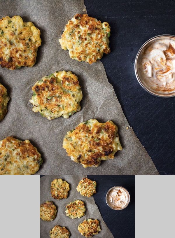 Sweet Corn Fritters with Sriracha-Lime Greek Yogurt