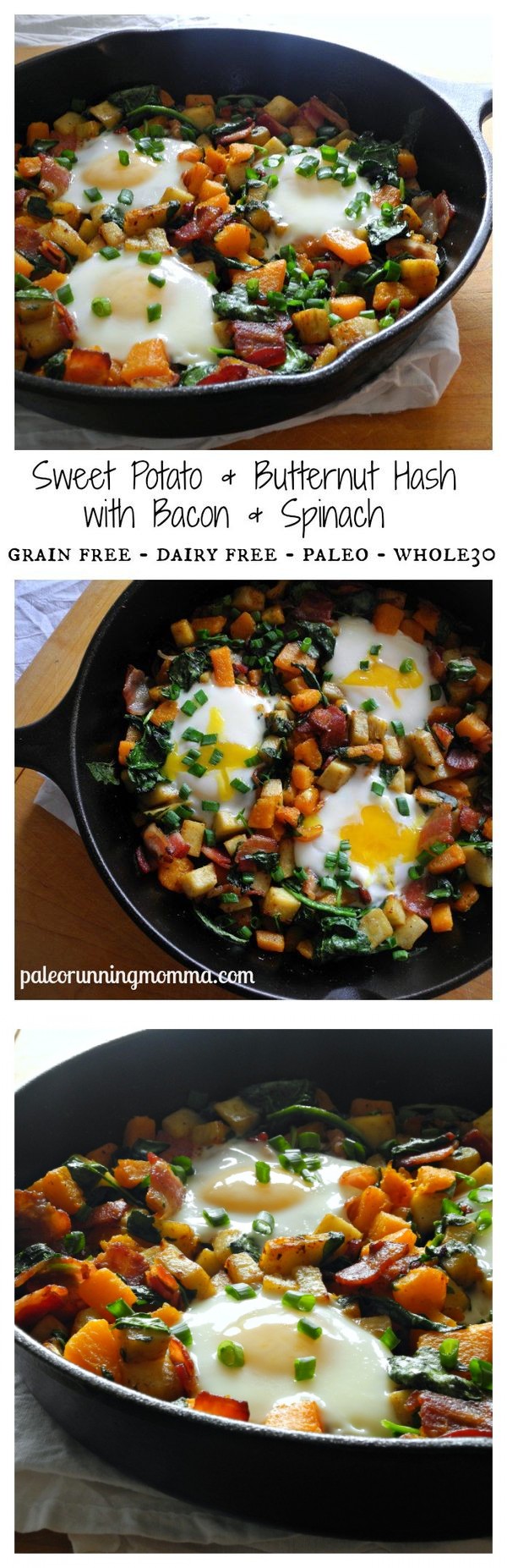 Sweet Potato Butternut Hash With Bacon & Spinach