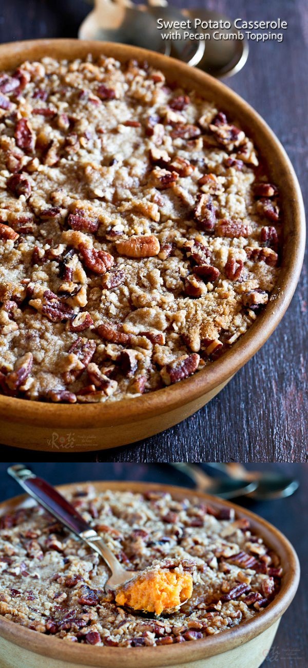 Sweet Potato Casserole with Pecan Crumb Topping