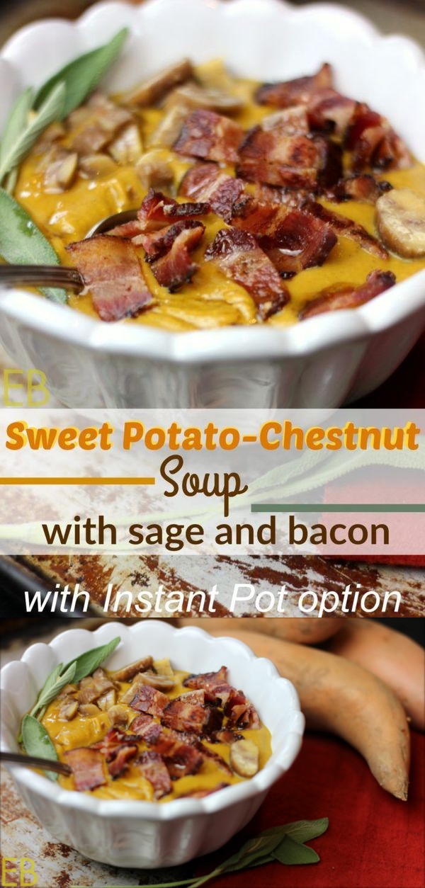 Sweet Potato-Chestnut Soup with Sage and Bacon