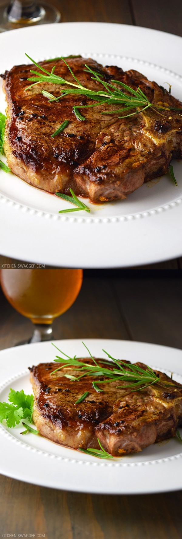 T-Bone Steak with Garlic and Rosemary