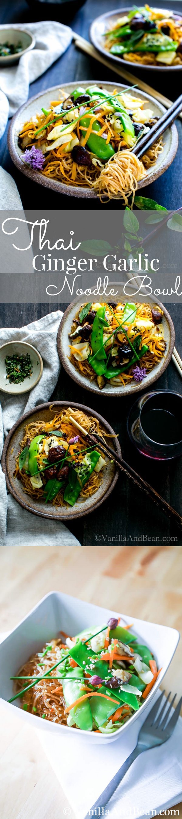 Thai Ginger and Garlic Noodle Bowl