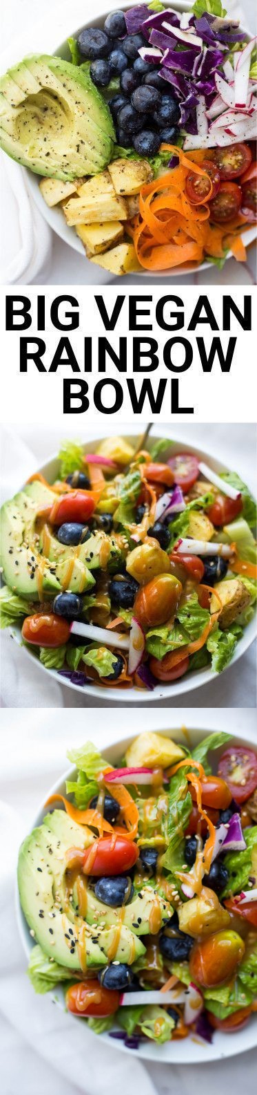 The Big Vegan Rainbow Bowl with Maple Almond Butter Dressing