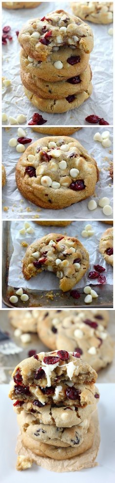 Thick and Chewy White Chocolate Cranberry Cookies