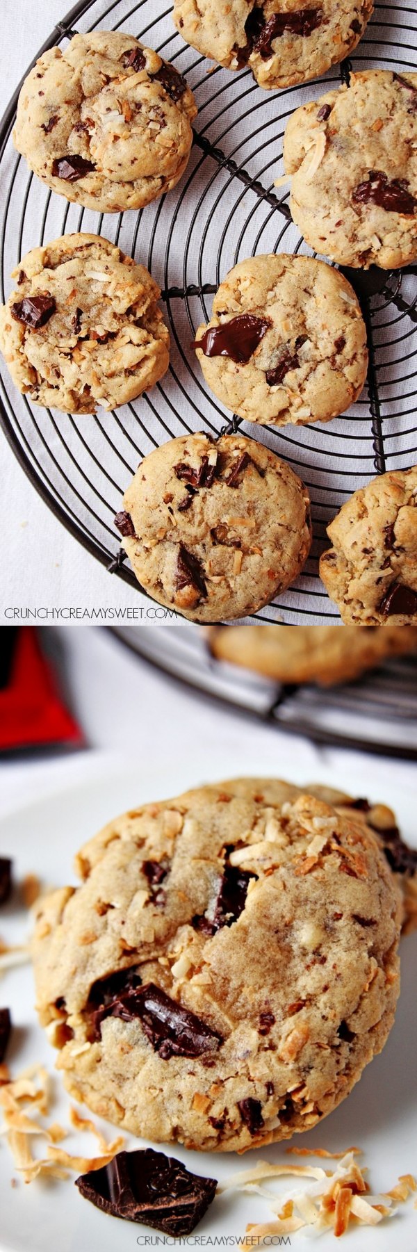 Toasted Coconut and Dark Chocolate Chunk Cookies