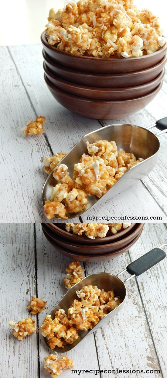 Toasted Coconut Caramel Popcorn