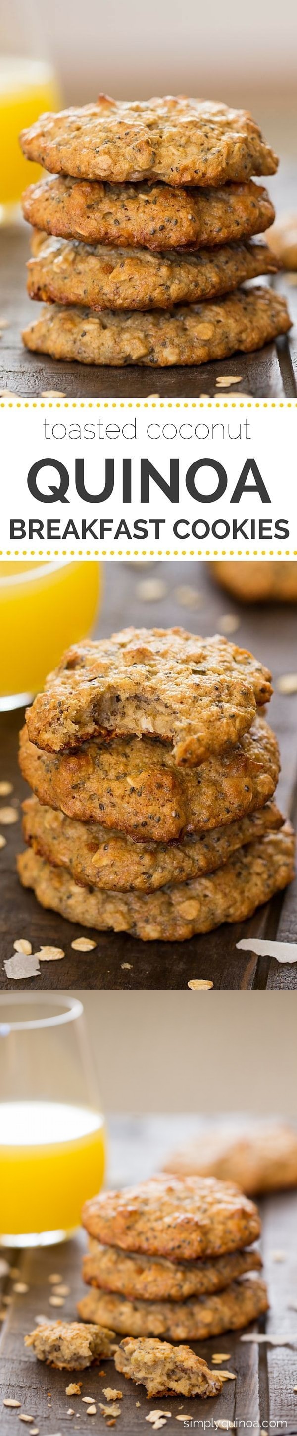 Toasted Coconut Quinoa Breakfast Cookies