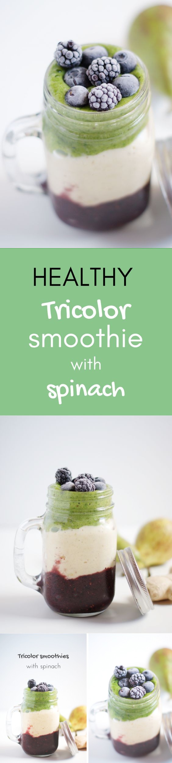 Tricolor smoothies with spinach