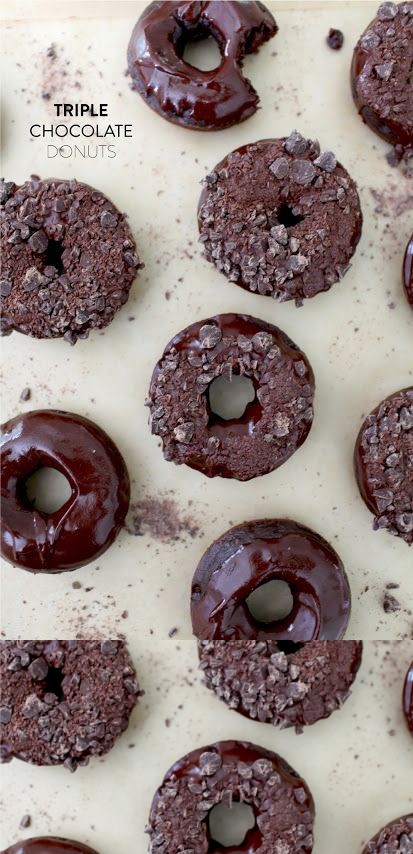 Triple Chocolate Baked Donuts