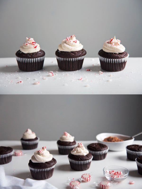 Triple Chocolate Cupcakes with Peppermint Frosting