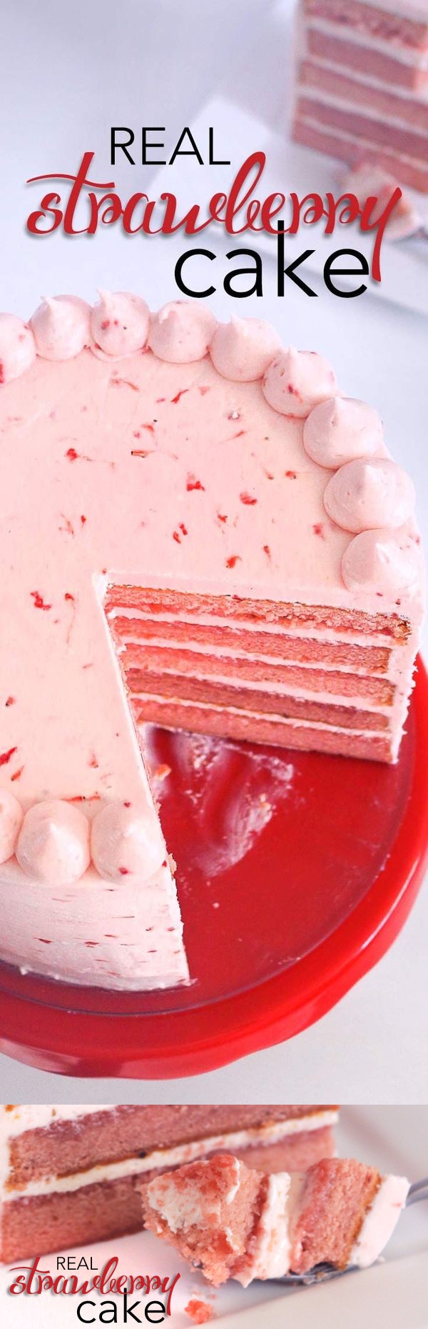 Triple Strawberry Cake (REAL strawberry