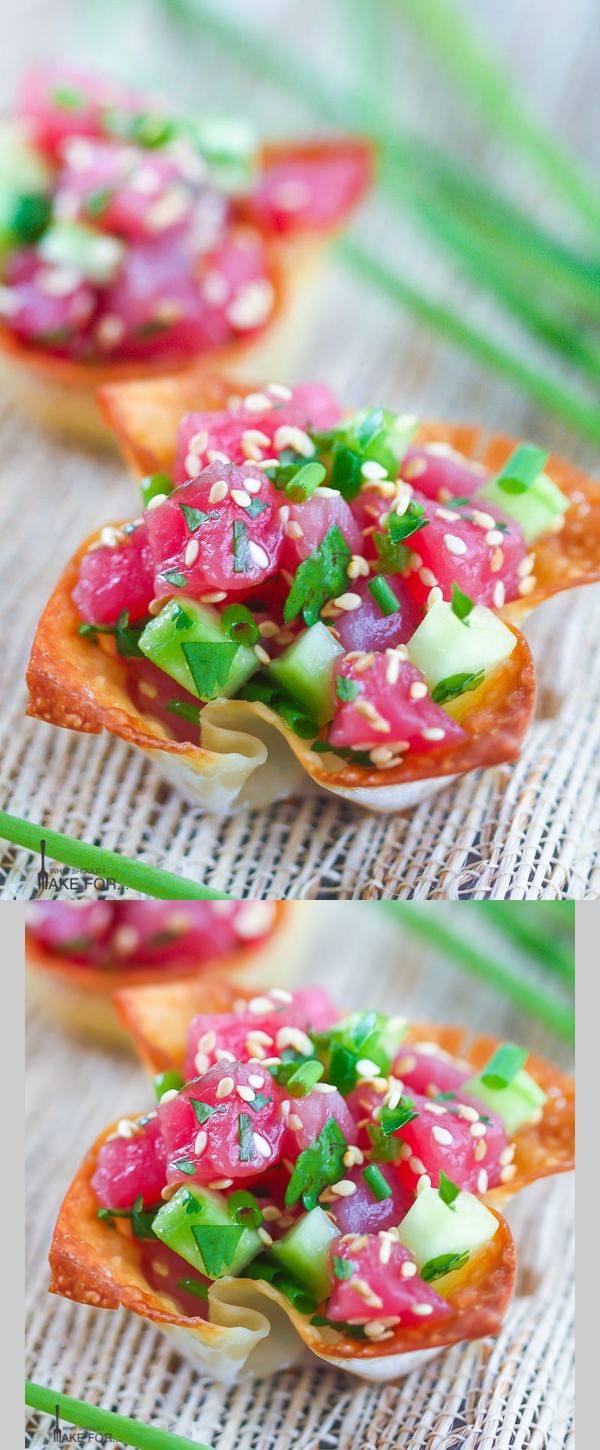 Tuna Tartare in Crispy Wonton Cups