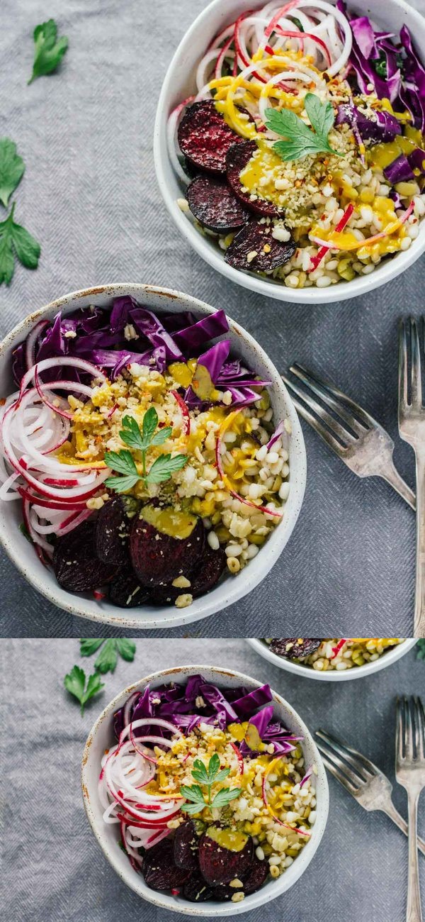 Turmeric Tahini & Roasted Beets Power Bowls