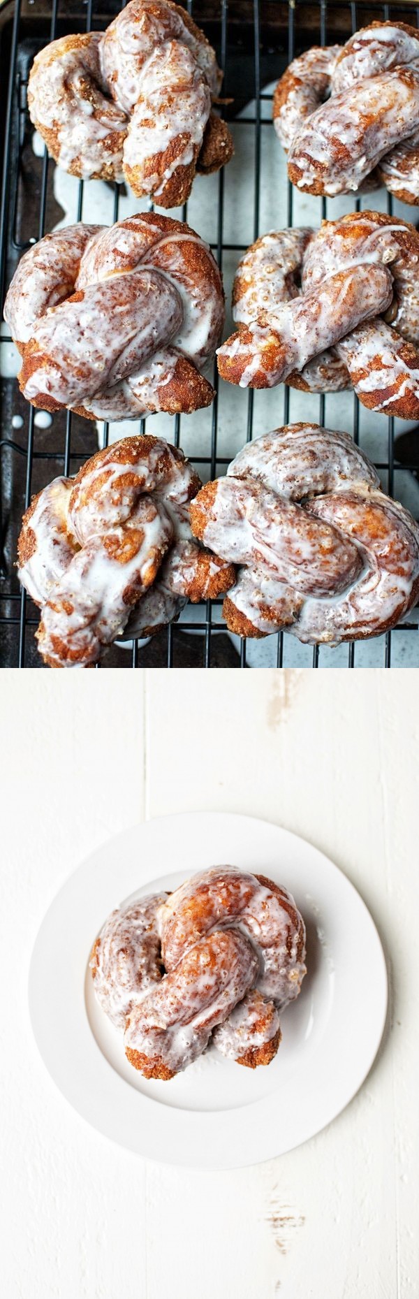 Vanilla Bean Glazed Pretzel Donuts