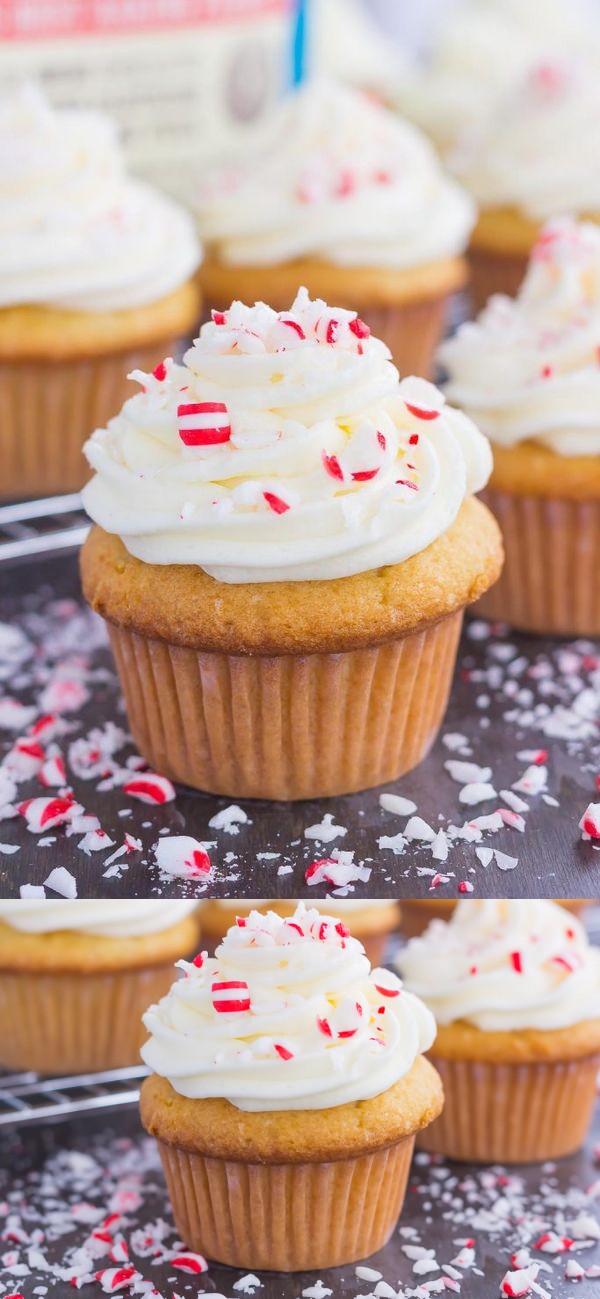 Vanilla Cupcakes with Peppermint Frosting