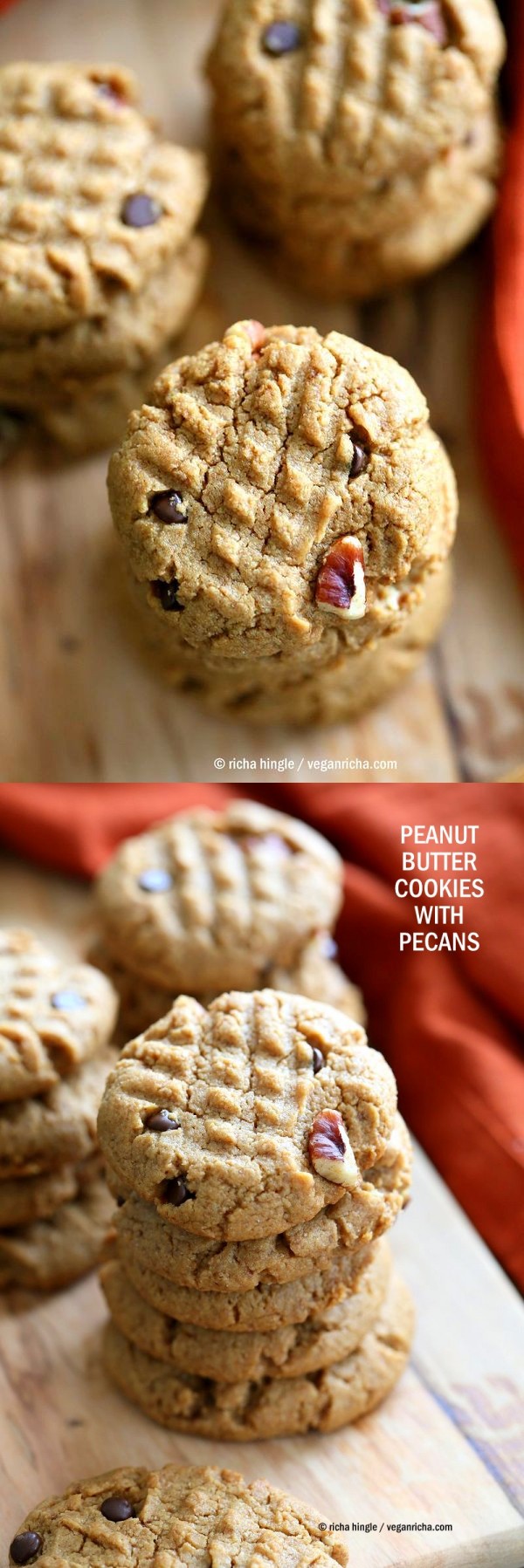 Vegan Almond / Peanut Butter Cookies with Pecans and Chocolate chips