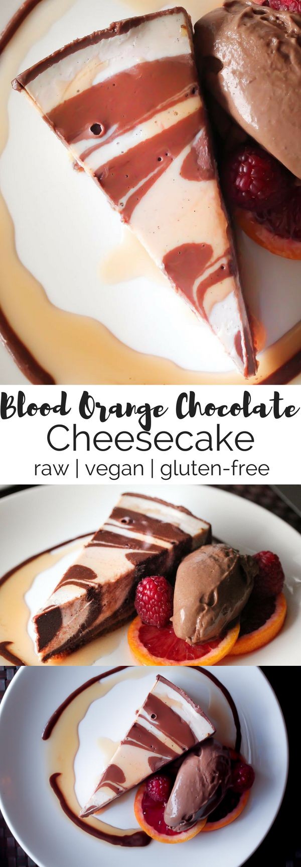 Vegan Blood Orange Chocolate Cheesecake