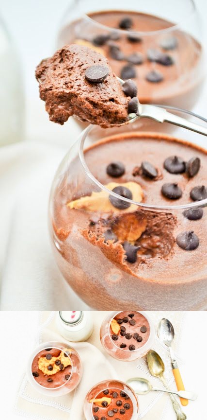 Vegan Chocolate Chip and Peanut Butter Mousse made with Chickpea Water